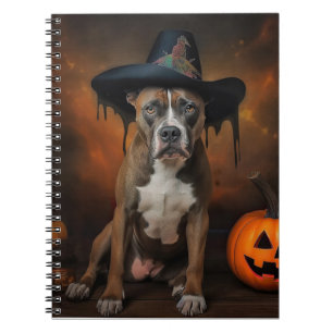 Carnet American Staffordshire Citrouille Halloween effray