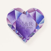 Améthyste Aquarelle Coeur 33e anniversaire Mariage