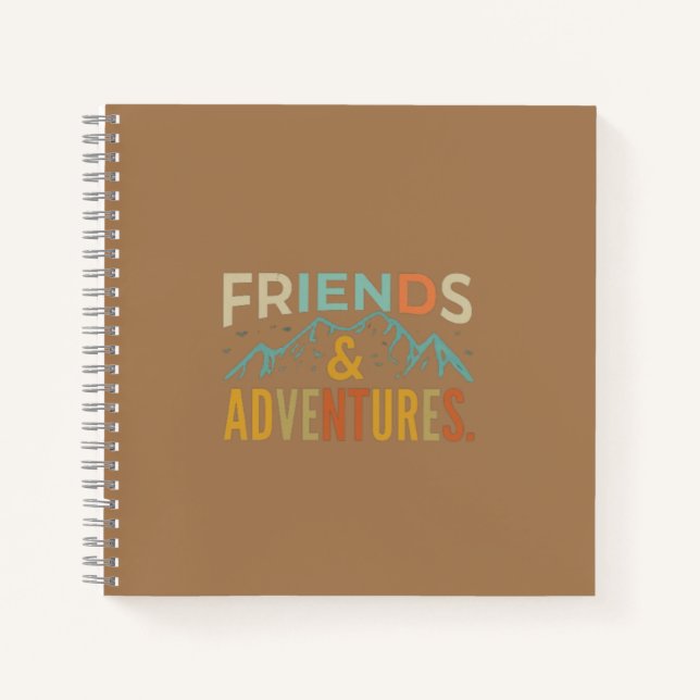 Carnet "Amis et aventures" Texte multicolore (Devant)