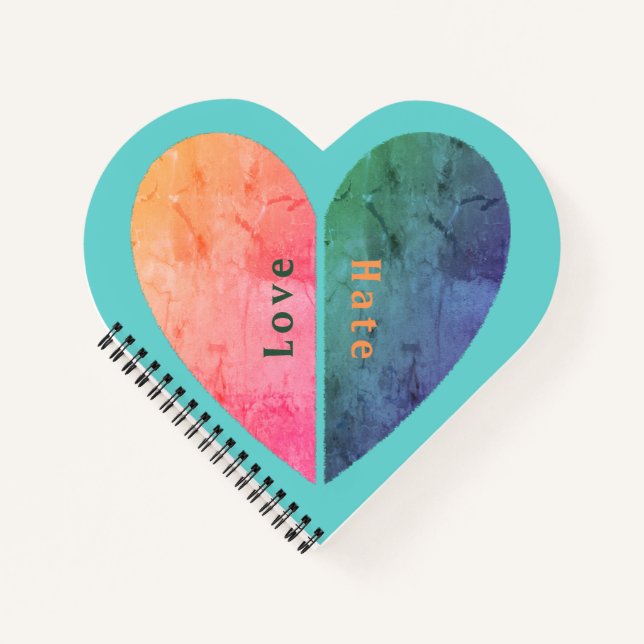 Carnet Amour Elégant Personnalisé et Hate Half Hearts (Devant)