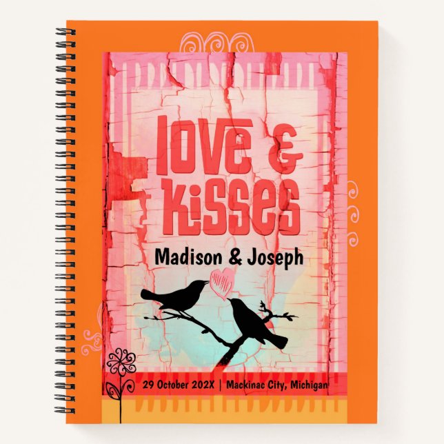 Carnet Amour et baisers Orange Inséparables Whimsical (Devant)