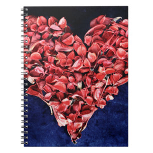 Carnet Amour romantique Rose Petal Red Heart