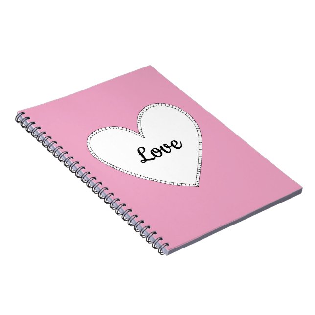 Carnet Amour rose avec cœur blanc (Côté Droit)