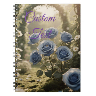 Carnet Amour Rose bleu personnalisé - Floral intemporel