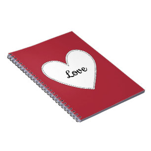 Carnet Amour Rouge avec Cœur Blanc
