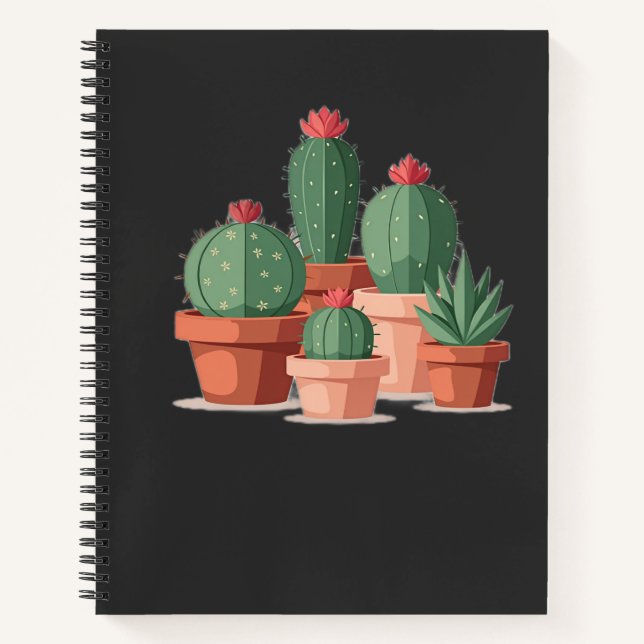 Carnet Amoureux des cactus en pot Boho (Devant)
