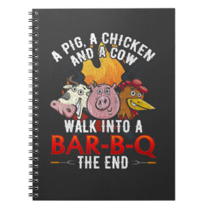 Carnet Amusant BBQ Joke Pig Chicken Cow Barbecue Humour