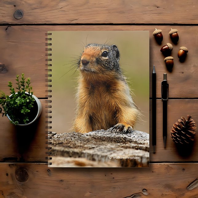 Carnet Amusant Cute Saucy Columbian Ground Squirrel (Funny Columbian Ground Squirrel Pulls up to the Log Journal Cover Photo)