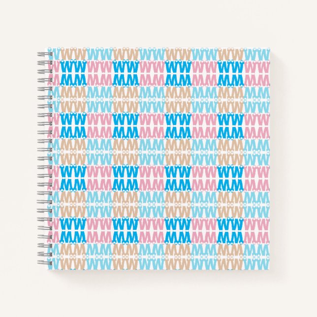 Carnet Amusant Élégant Monogramme Rose Bleu Enfants Lette (Devant)