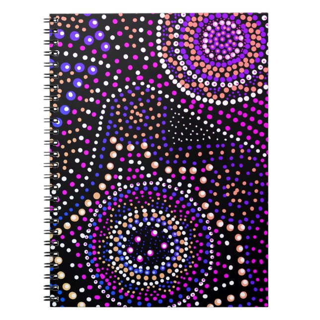 Carnet Amusant Mandala Dot Art Blue Purple Spiral (Devant)
