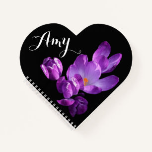 Carnet Amy nom mauve crocus floral