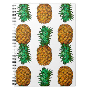 Carnet Ananas avec feuilles. Motif transparent avec tropi