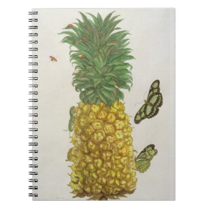 Carnet Ananas avec la chenille et les papillons (main-c