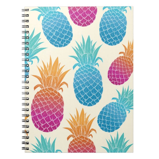 Carnet Ananas coloré Arrière - plan jaune clair (Devant)