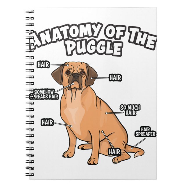 Carnet Anatomie du Puggle Funny Carlin de l'amoureux du c (Devant)