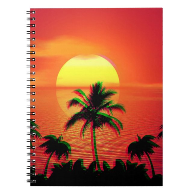 Carnet Ancienne vague de soleil des Caraïbes Rétro esthét (Devant)