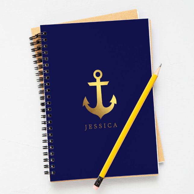 Carnet Ancre à huile d'or bleu et Faux (Créateur téléchargé)