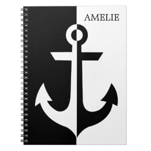 Carnet Ancre blanche et noire marine {choisissez votre co