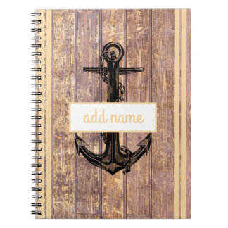 Carnet Ancre Côtière Rustique Jaune Nom Naudtique