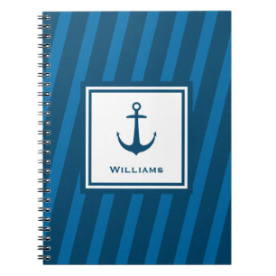 Carnet Ancre de nom nautique rayée de la marine moderne