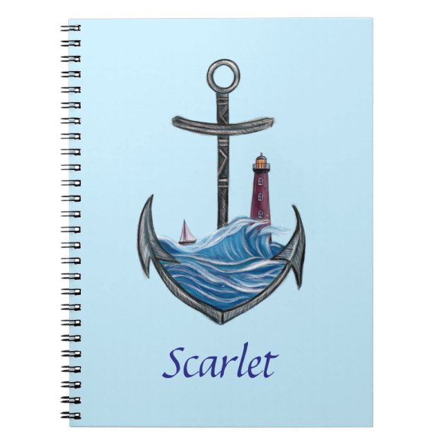 Carnet Ancre et phare personnalisables (version 3) (Devant)