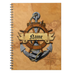 Carnet Ancre et roue nautiques personnalisées