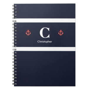 Carnet Ancre marine personnalisée Bleu Bleu Blancs