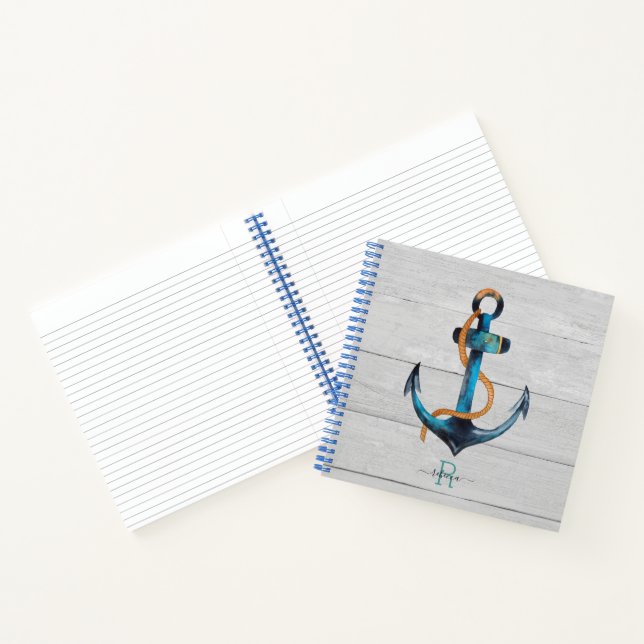 Carnet Ancre nautique de plage Notebook spirale monogramm (Intérieur)