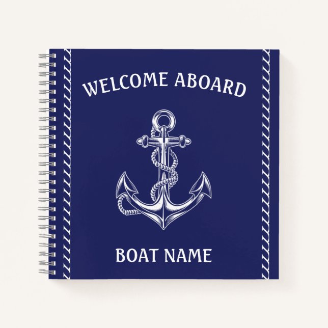 Carnet Ancre nautique et corde bleu (Devant)