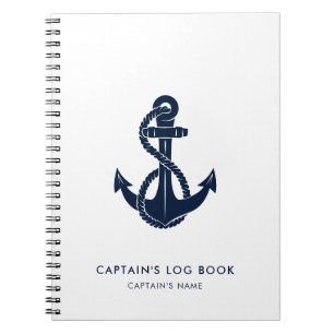 Carnet Ancre nautique Marine Nom du bateau bleu du capita