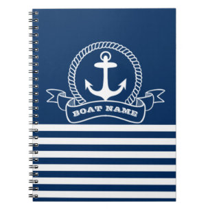 Carnet Ancre Naútíque Rayures Bleu Marine