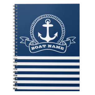 Carnet Ancre Naútíque Rayures Bleu Marine