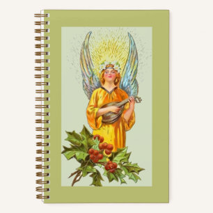 Carnet Ange avec houx et mandoline 
