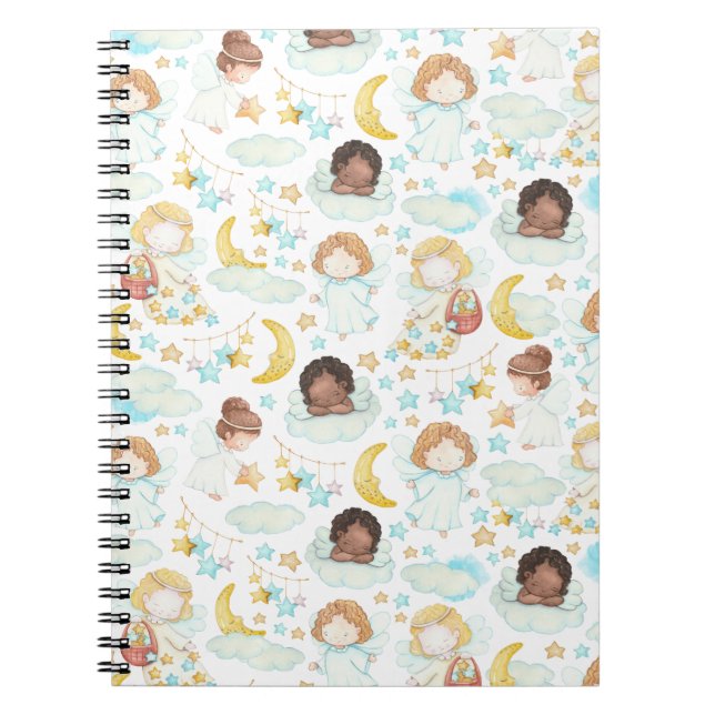 Carnet Anges adorables et étoiles Aquarelle Art (Devant)