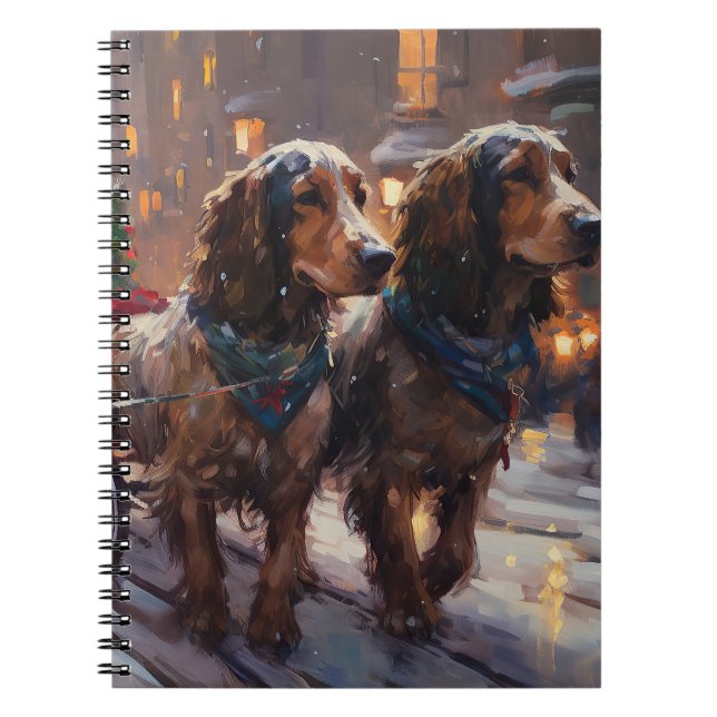 Carnet Anglais Cocker Spaniel Noël Festin Saison (Devant)