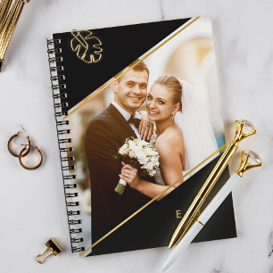 Carnet Angle minimal Monogramme Photo personnalisée