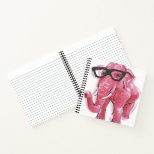 Carnet Animal Dapper   Eléphant Rose Dans Les Lunettes D