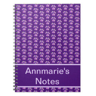 Carnet Animal Paw Silhouette violet rose sur Purple Perso