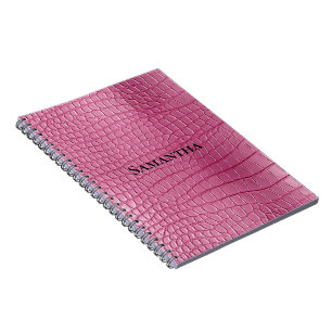 Carnet Animal rose Faux Alligator