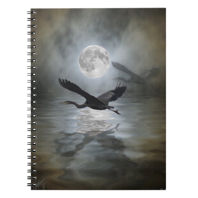 Carnet animal sauvage de la lune de Héron bleu (Devant)