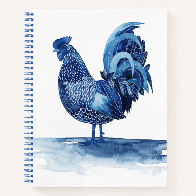 Carnet Animaux de ferme bleu Cobalt - Coq (Devant)