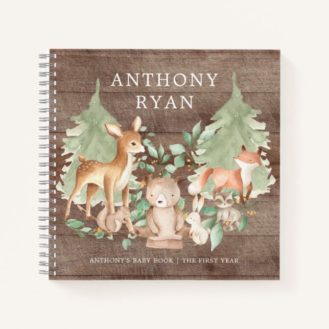Carnet Animaux de forêt de bois Bébé première année (Devant)