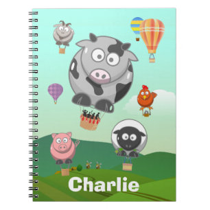 Carnet Animaux de la ferme à ballon à air chaud personnal