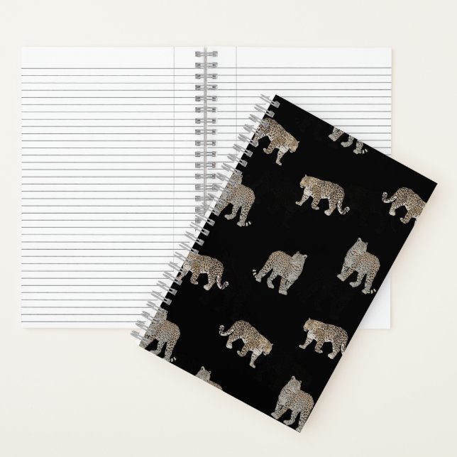 Carnet Animaux de la jungle léopard doré noir moderne (À l'intérieur)