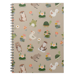 Carnet Animaux d'étang et nénuphars sur fond beige