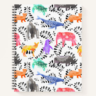 Carnet Animaux en voie de disparition Motif d'aquarelle