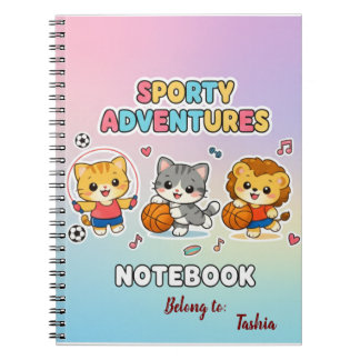 Carnet Animaux sportifs mignons pastel arc-en-ciel enfant