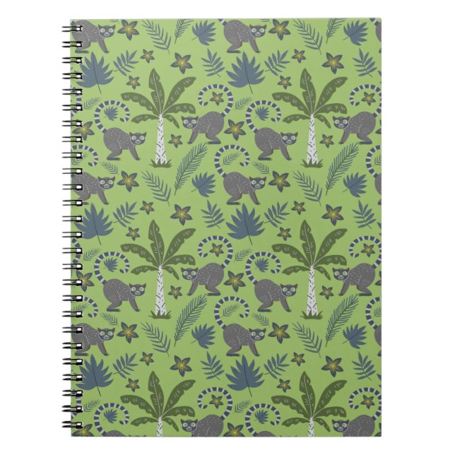 Carnet Animaux tropicaux sans soudure motif vert et gris (Devant)