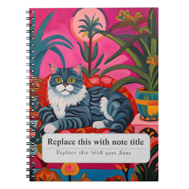 Carnet Animaux Whimsical Personnalisés - Cute Cat+ (Devant)