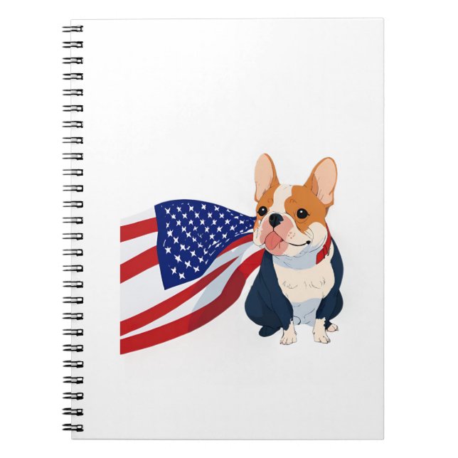 Carnet Anime French Bulldog avec drapeau américain (Devant)